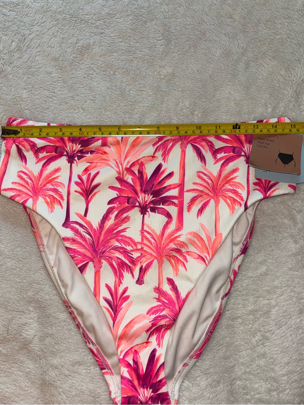 Shade & Shore Pink Palm High Rise High Leg Cheeky Bikini Bottom - Picture 4 of 7